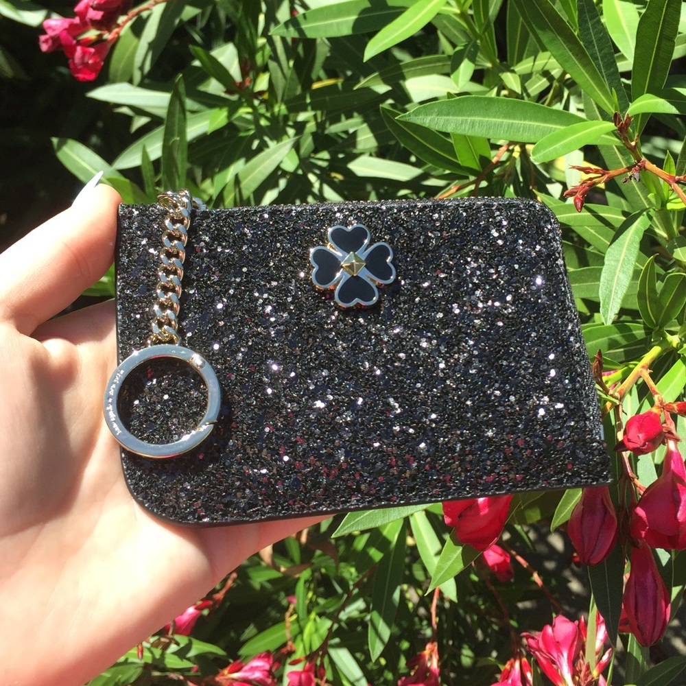 NWT Kate Spade Odette Glitter L-Zip Card Holder